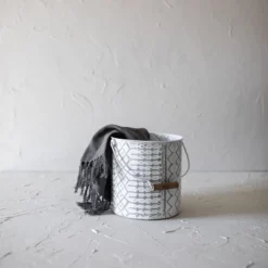 Multi Pattern Bucket Planter Metal & Wood - Foreside Home & Garden