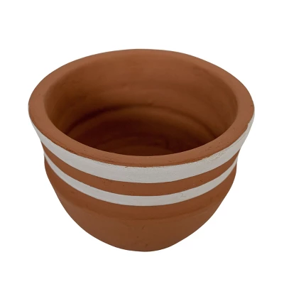 White Striped Terracotta Planter By Foreside Home & Garden 7 White Striped Terracotta Planter By Foreside Home & Garden - Image 5