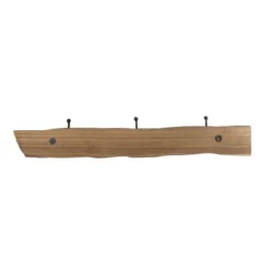 Natural Wood & Metal Wall Hanger With 3 Hooks - Foreside Home & Garden
